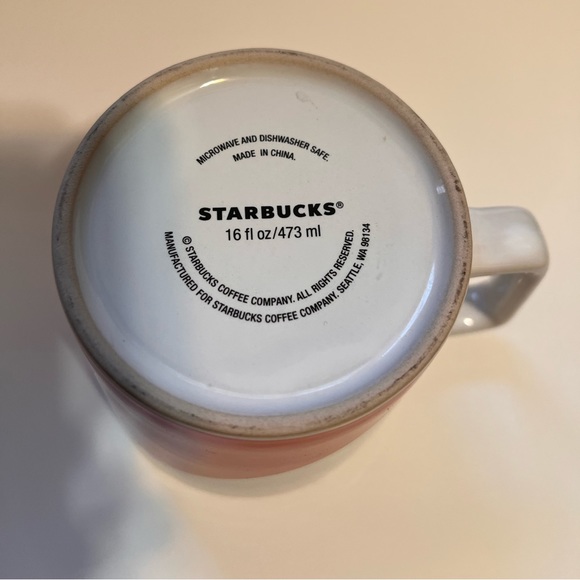 Starbucks coffee mug red white diagonal with rectangular handle 16oz - Picture 5 of 6